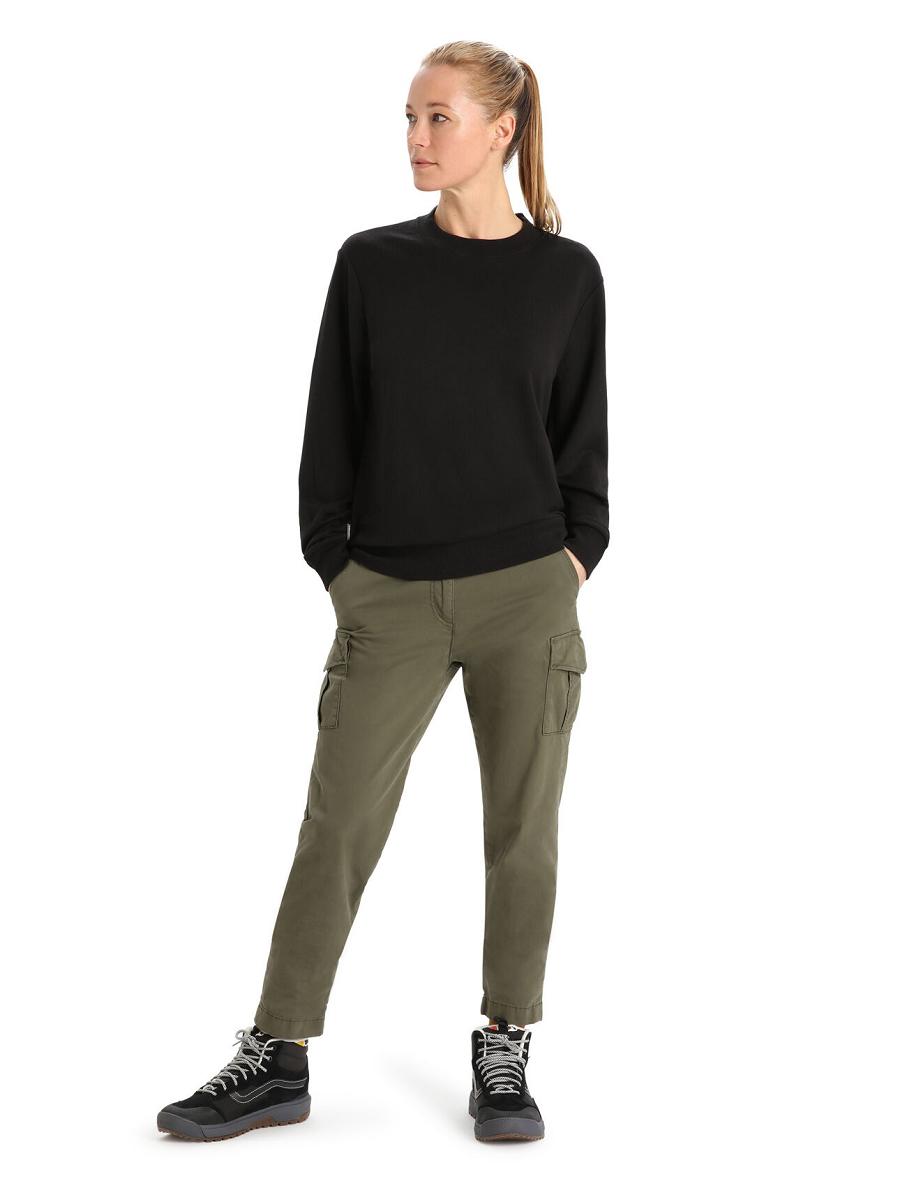 Women's Icebreaker Merino Crush Long Sleeve Sweatshirts Black | CA 1327GSOL